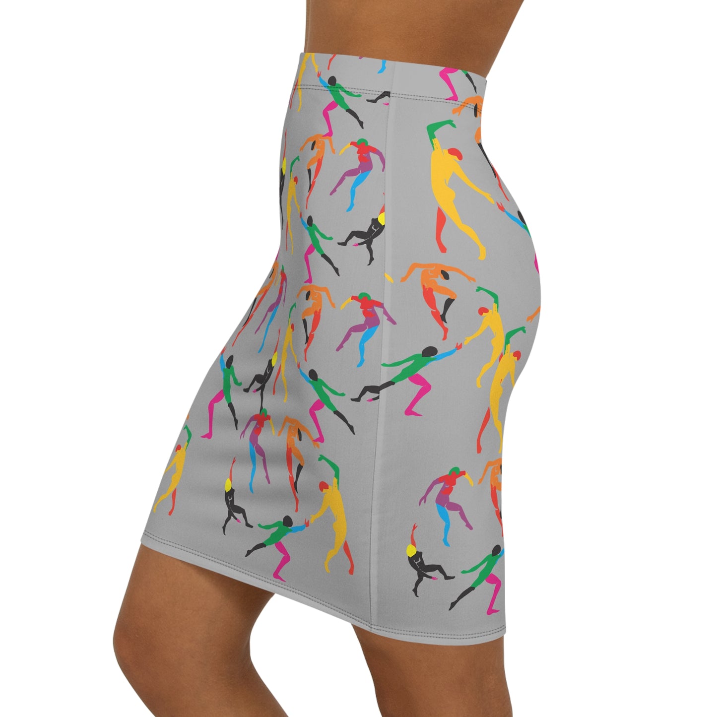 Women's Mid-Waist Pencil grey Skirt (AOP)
