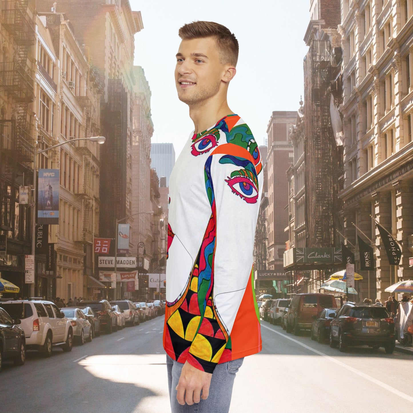 Men's POP ART Long Sleeve orange Shirt (AOP)