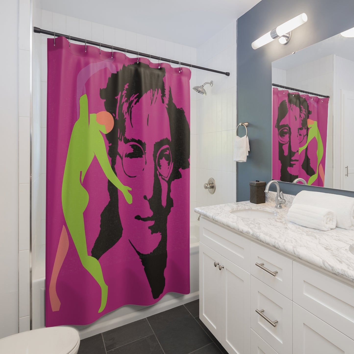 SOLSTICE Lennon Shower Curtain Dark Pink 6