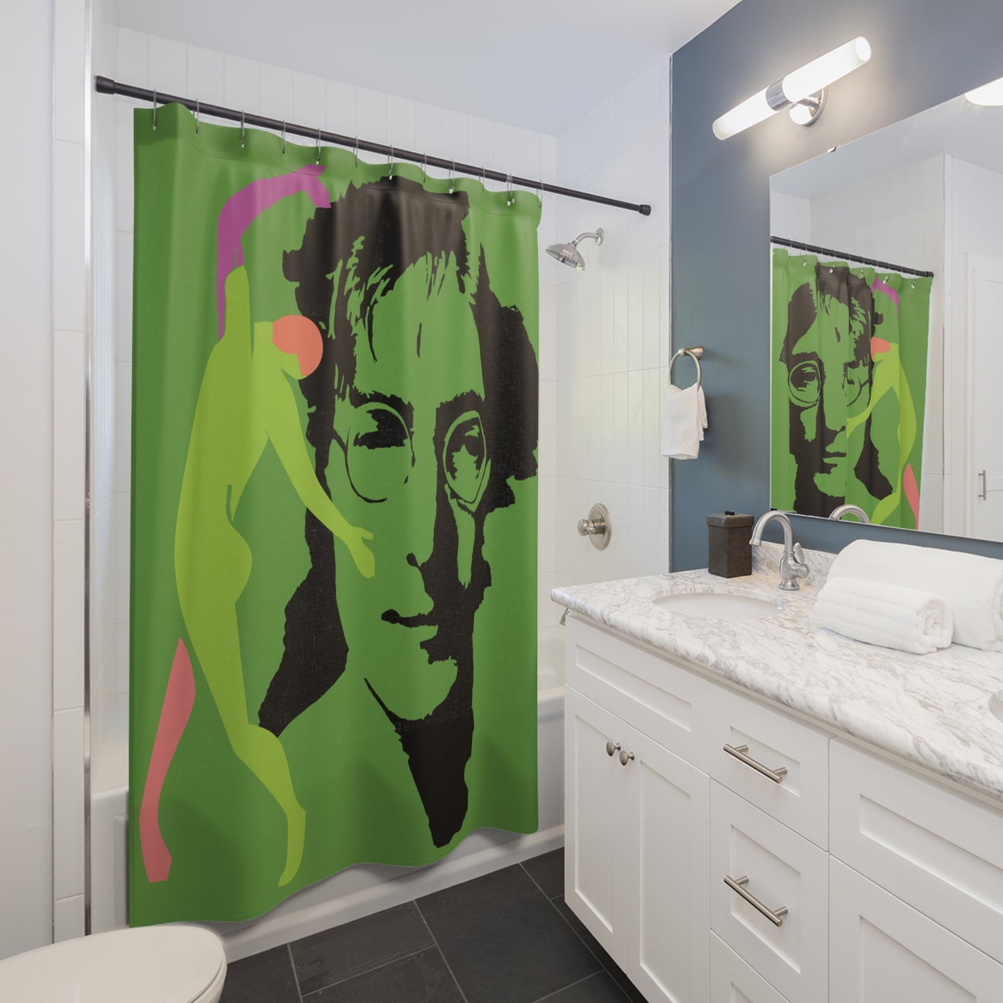 SOLSTICE Lennon Shower Curtain green 6