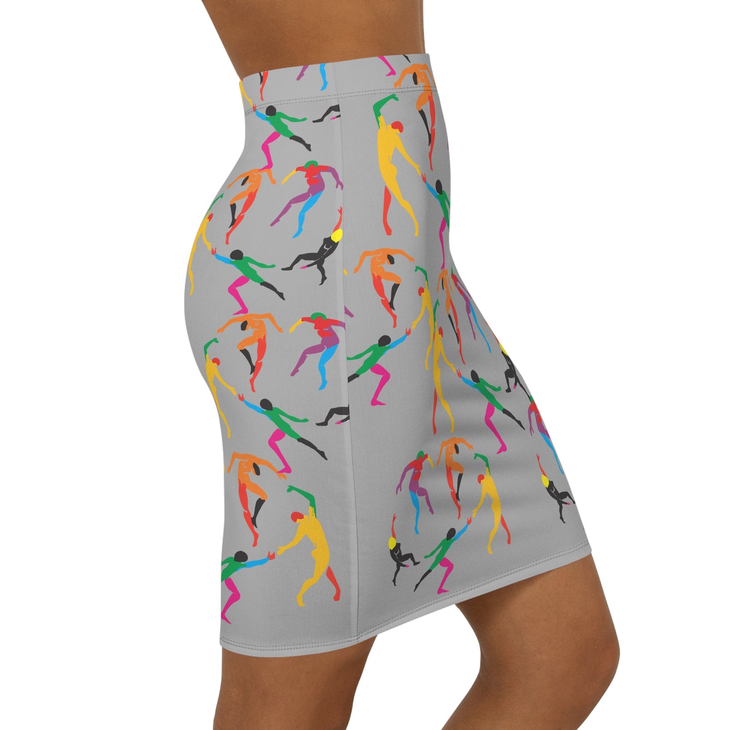 Women's Mid-Waist Pencil grey Skirt (AOP)