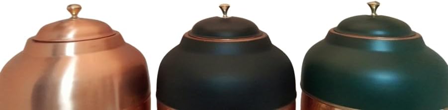4 Gallon Pure Copper Water Dispenser with Brass Faucet, Countertop Hammered Copper Storage Tank Pot with Glass Stand & Matching Cup for Home, Kitchen & Decor, Matte Black
