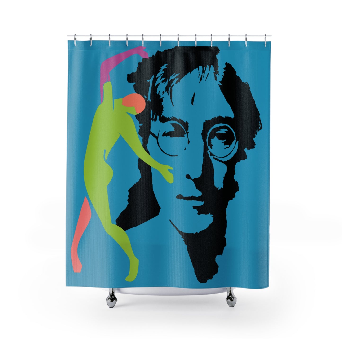 SOLSTICE Lennon Turquoise Shower Curtain 6