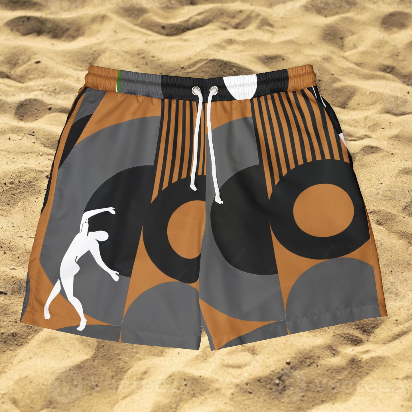 SOLSTICE Bauhaus Light brown Swim Shorts (AOP)