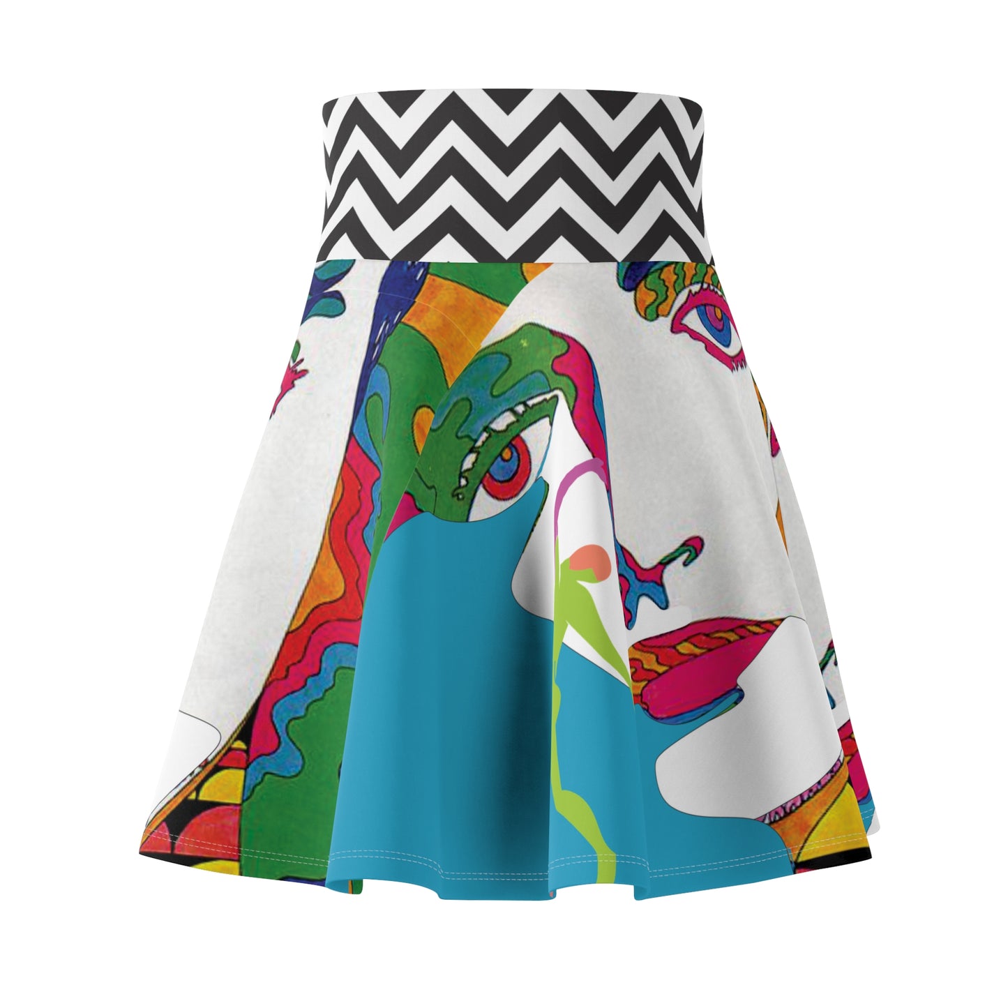 Women's SOLSTICE POP ART Skater Turquoise Skirt (AOP)