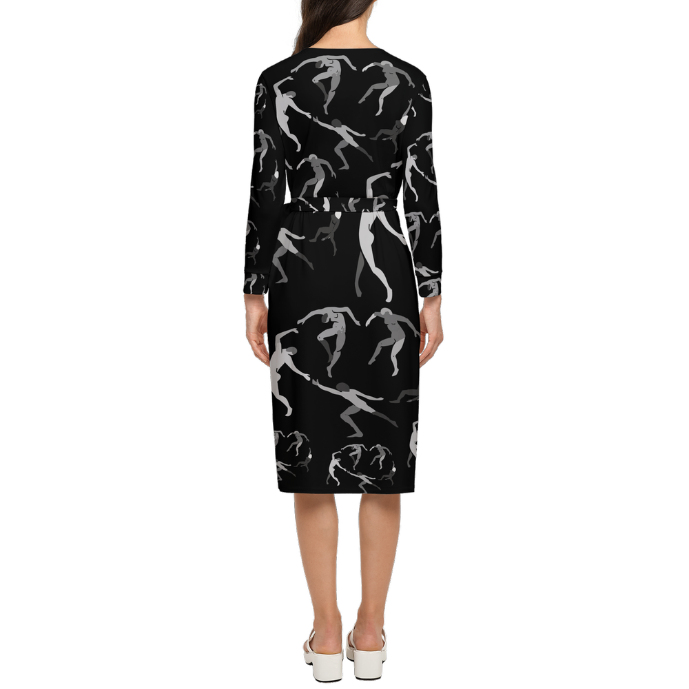 Women's ¾ Sleeve Wrap Dress-Heavy Knit