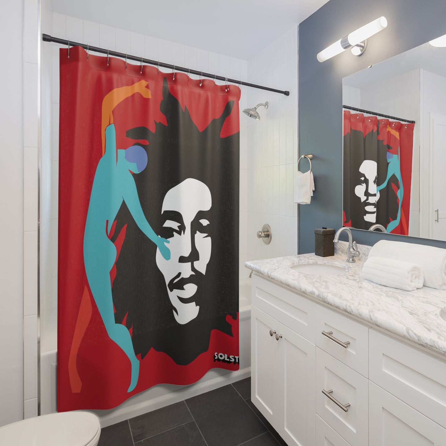 SOLSTICE Hendrix Red Shower Curtain 7