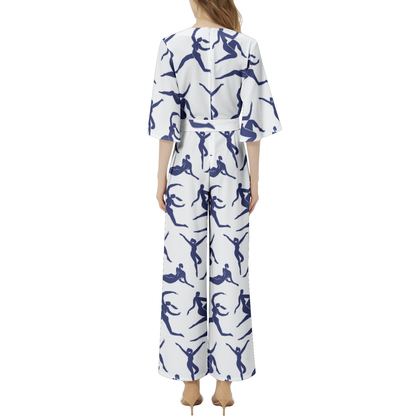 Dolman Sleeve Belted Wide Leg Jumpsuit