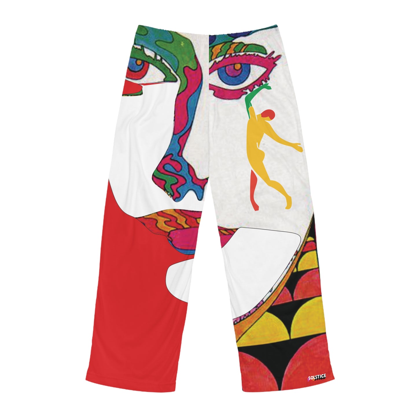 SOLSTICE Psychedelic red withe Men's Pajama Pants (AOP)