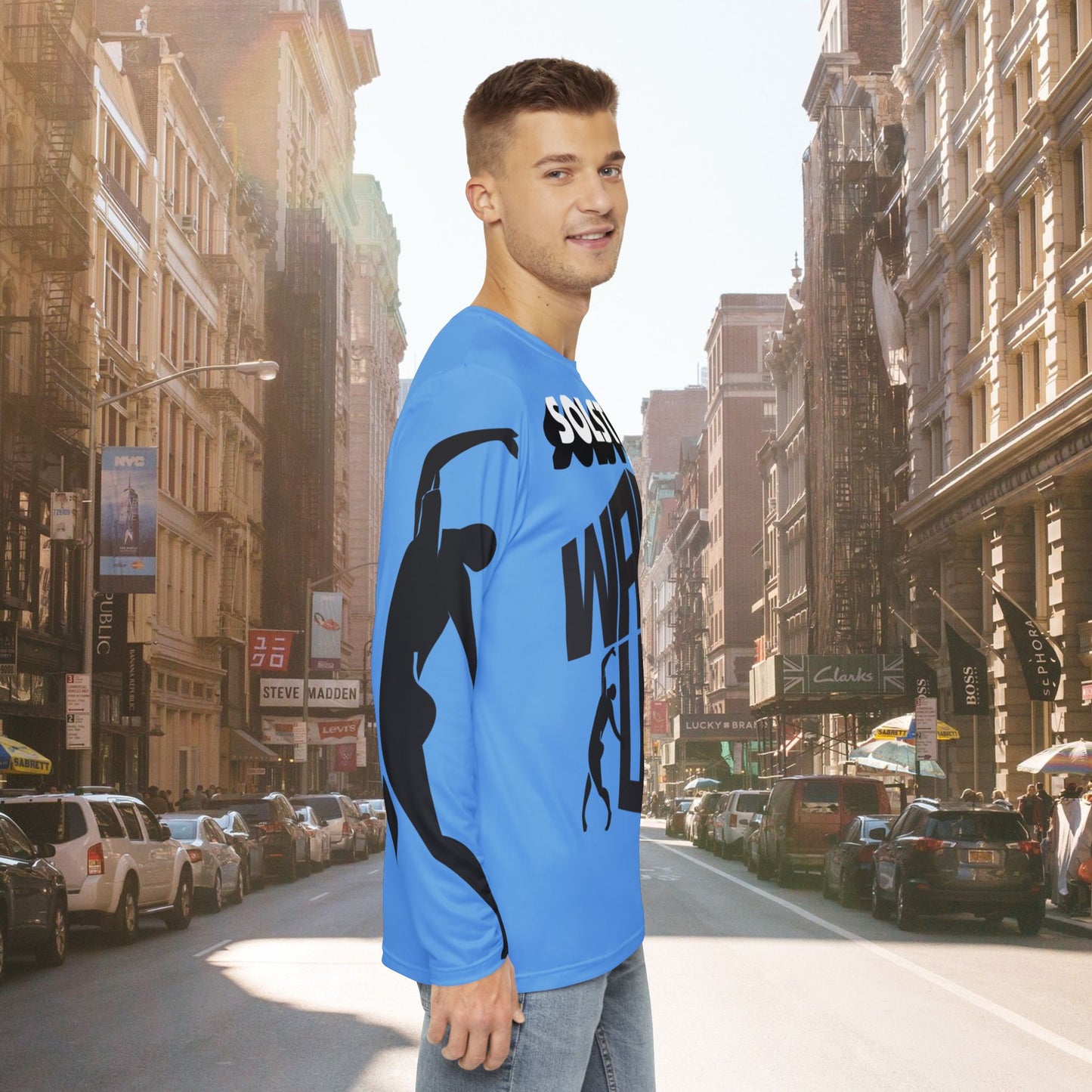 SOLSTICE Wake Up light blue Long Sleeve Shirt (AOP)