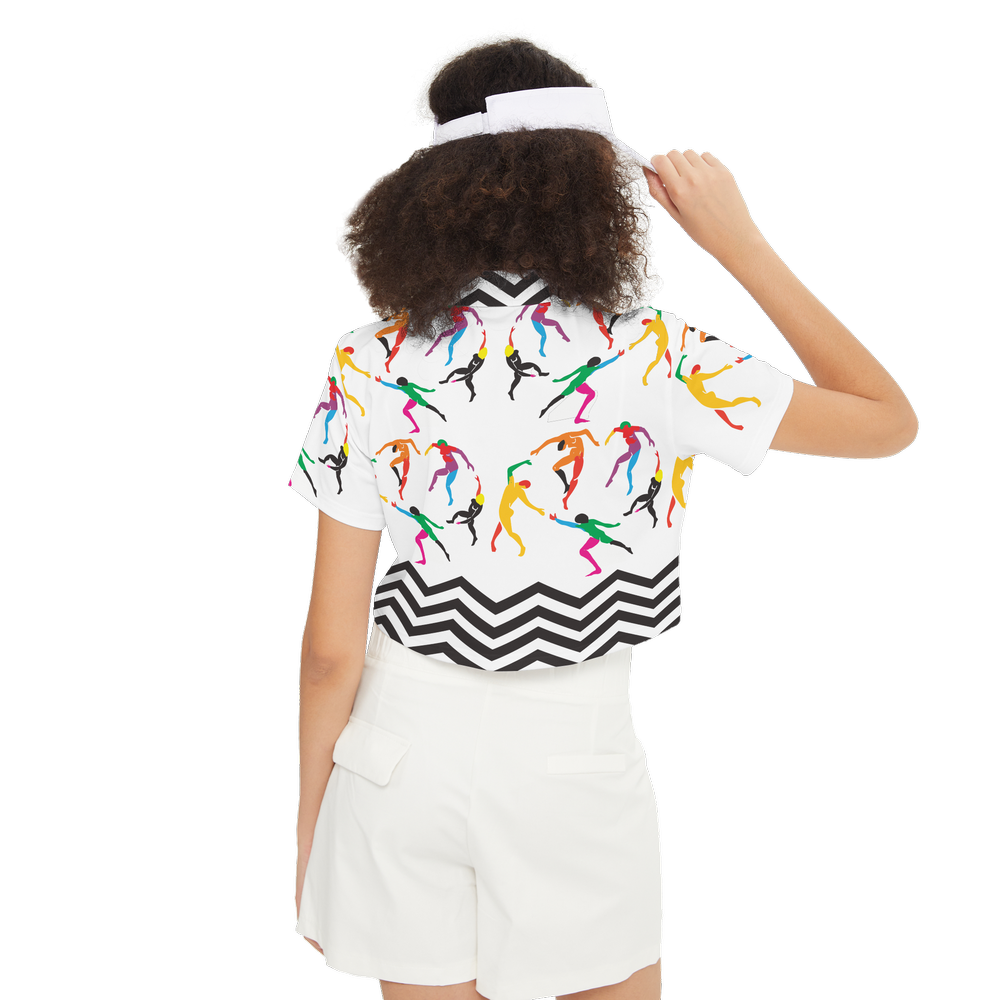 Women's Short-Sleeve Crop Polo Shirt-Heavyweight 225g