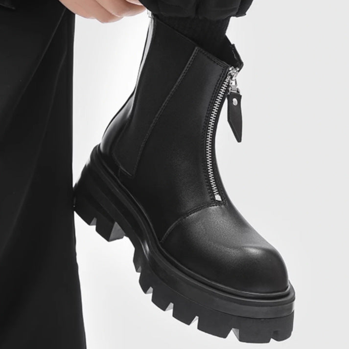 Chelsea Men's High-top Cowhide imitation Height-increasing Martain Boots