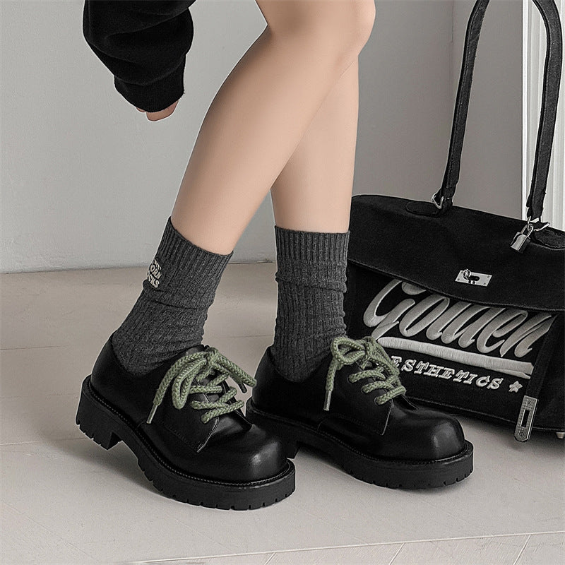 Solstice trendy Cube Big Head Derby Unisex Platform Height Increasing Casual Microfiber Shoes