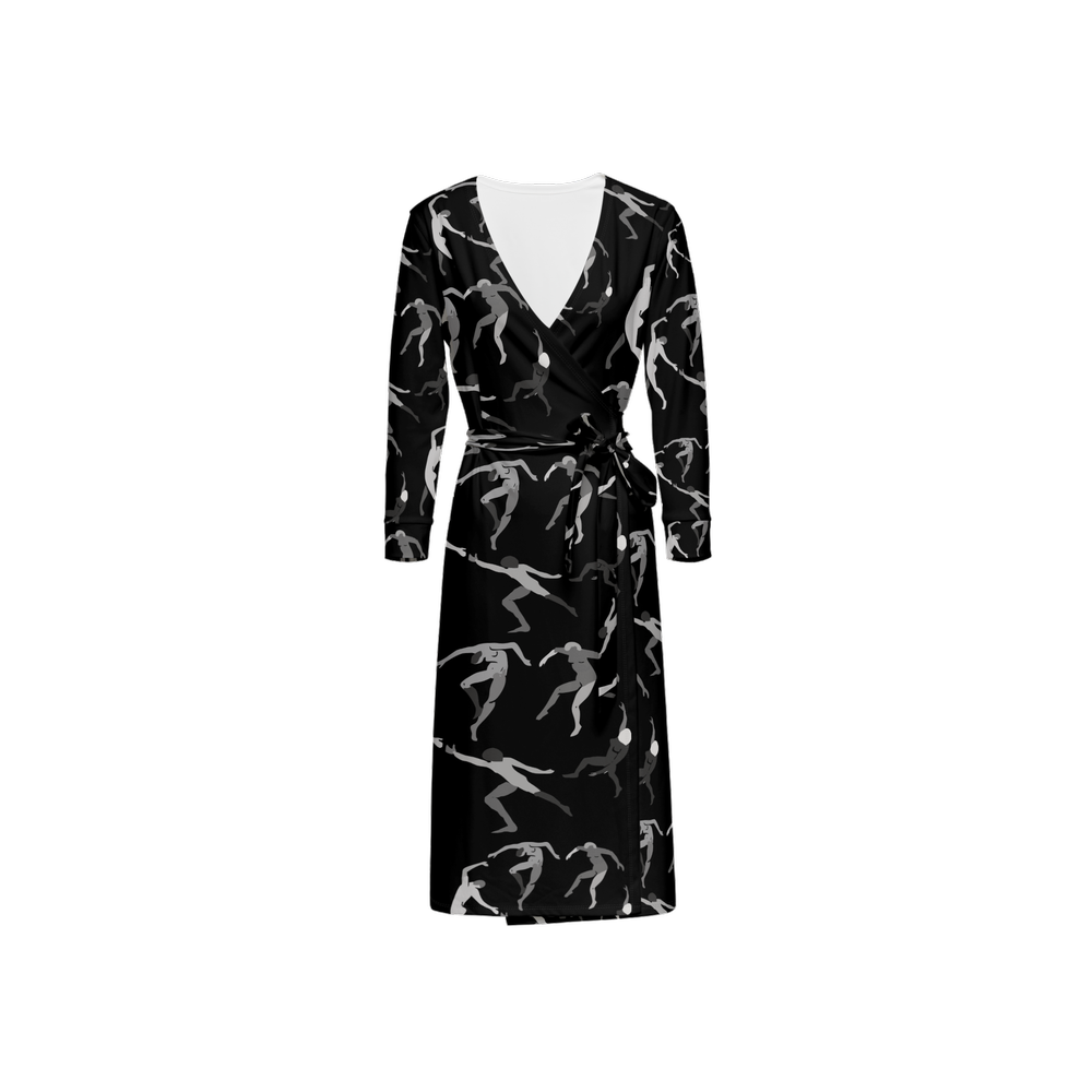 Women's ¾ Sleeve Wrap Dress-Heavy Knit