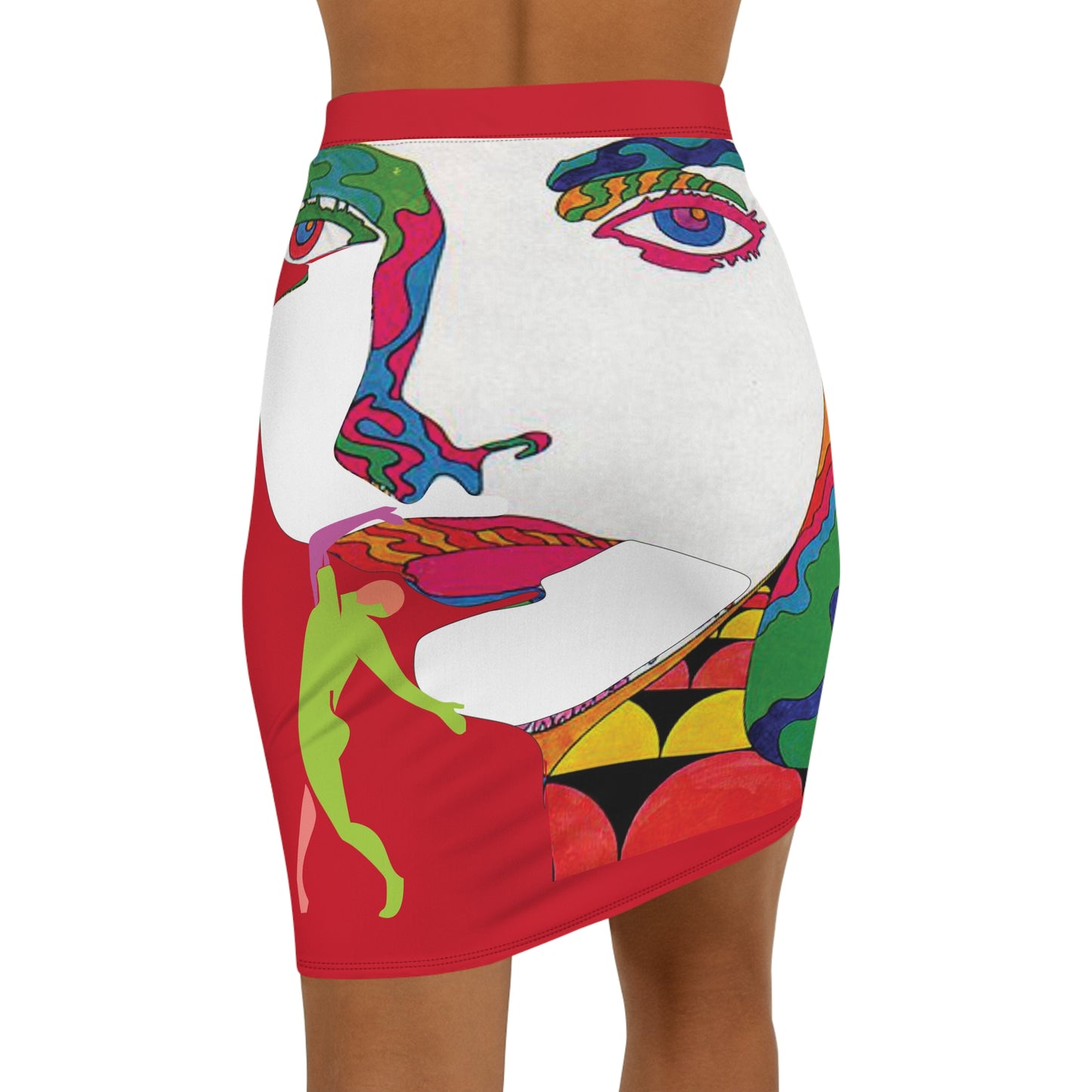 SOLSTICE POP ART Mid-Waist Pencil dark red Skirt (AOP)