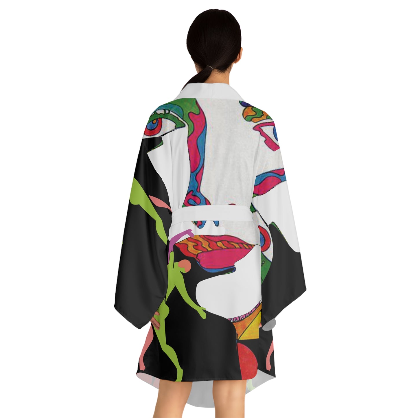 Long Sleeve SOLSTICE black POP ART Kimono Robe (AOP)