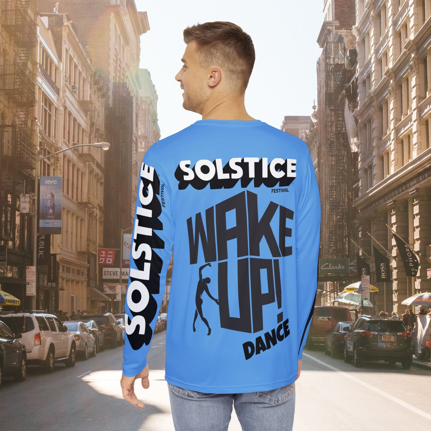 SOLSTICE Wake Up light blue Long Sleeve Shirt (AOP)