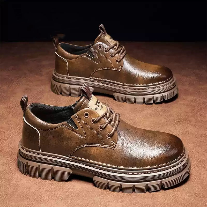 New Men's Low-top Large-toe Casual Leather Shoes Spring
