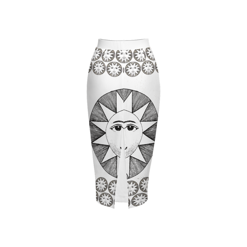 Women's Back Split Pencil Skirt-Heavy Knit
