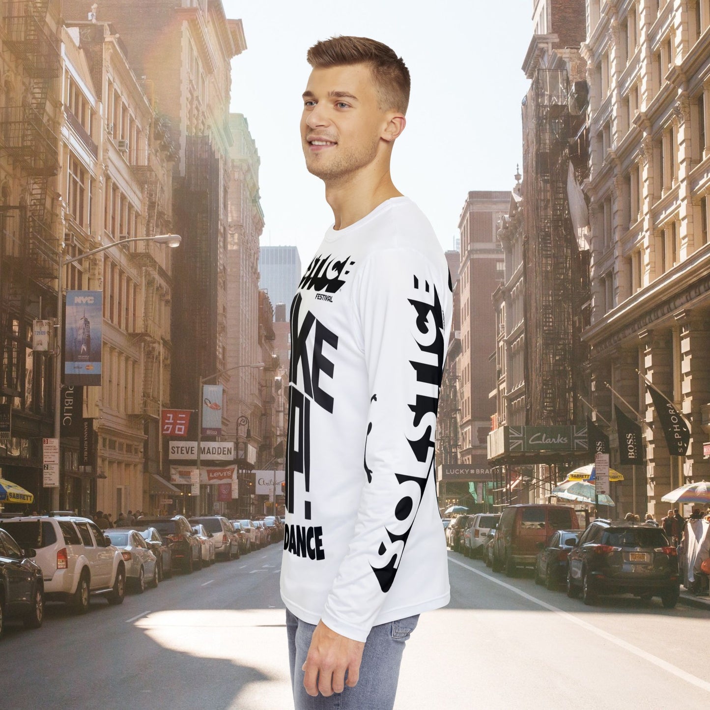 SOLSTICE Wake Up white Long Sleeve Shirt (AOP)