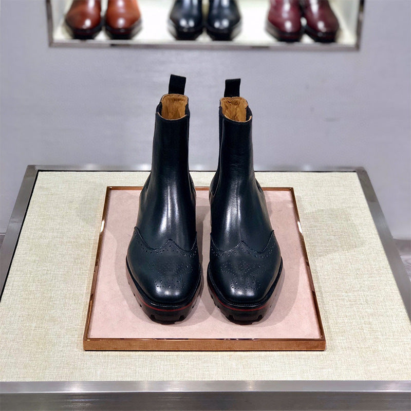 Luxury business trendy boots high top leather