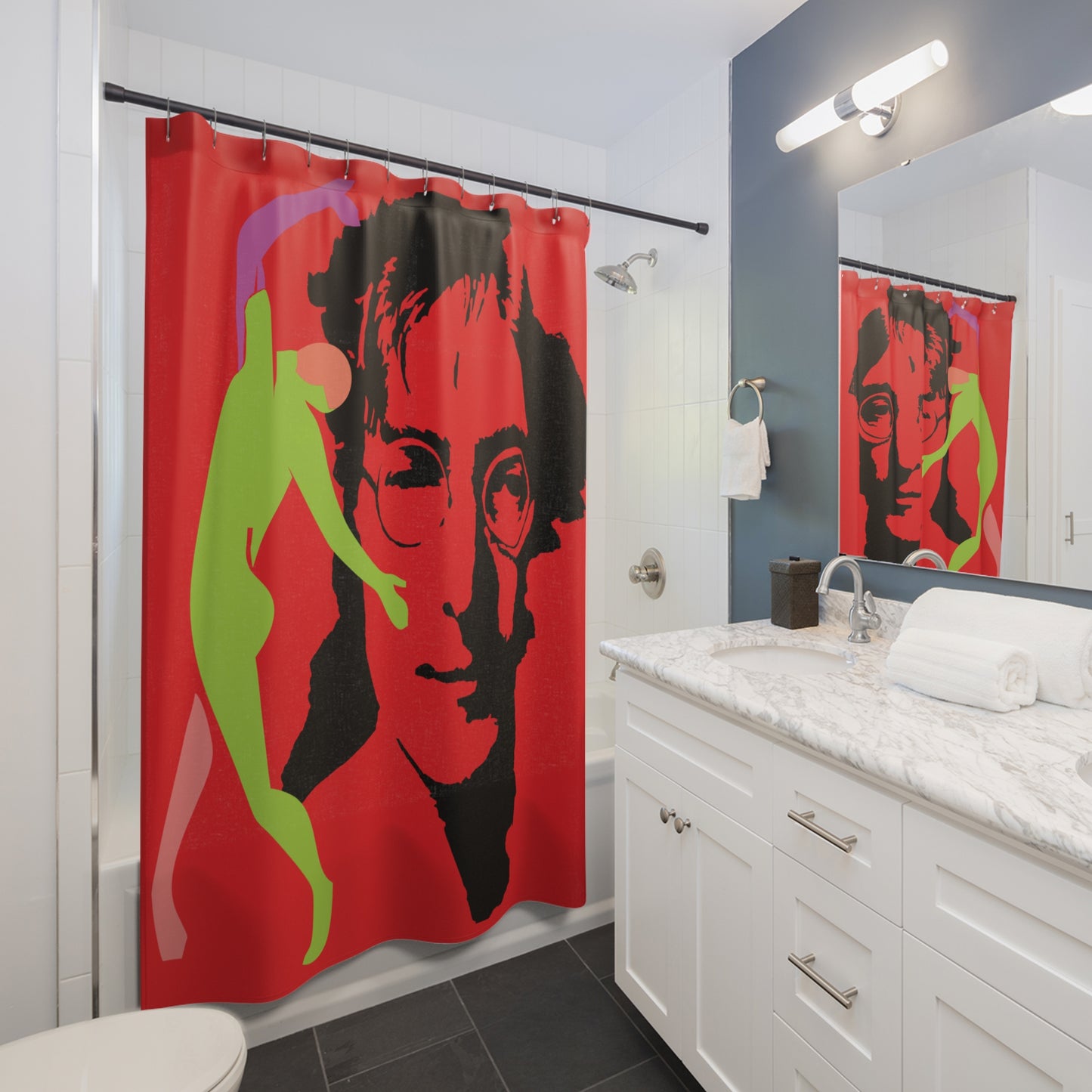 SOLSTICE Lennon Shower Curtain 6 red