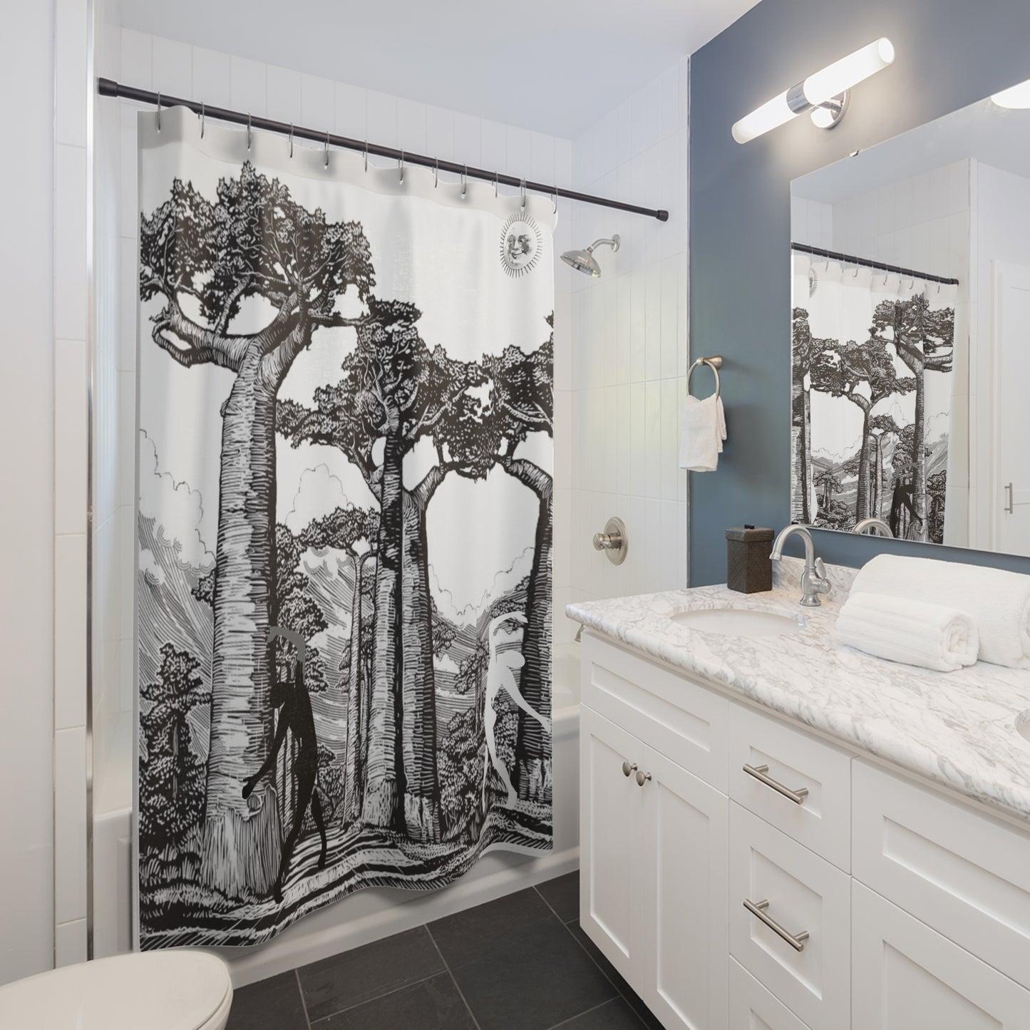 SOLSTICE Shower Curtain BAOBABS BW