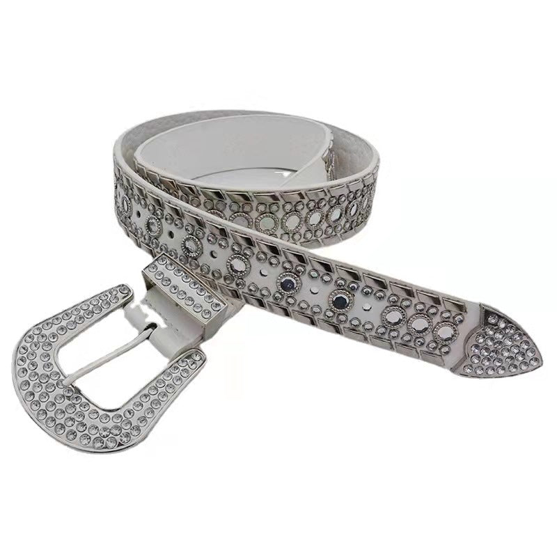 Punk Glam Style Belt With Metal Decoration