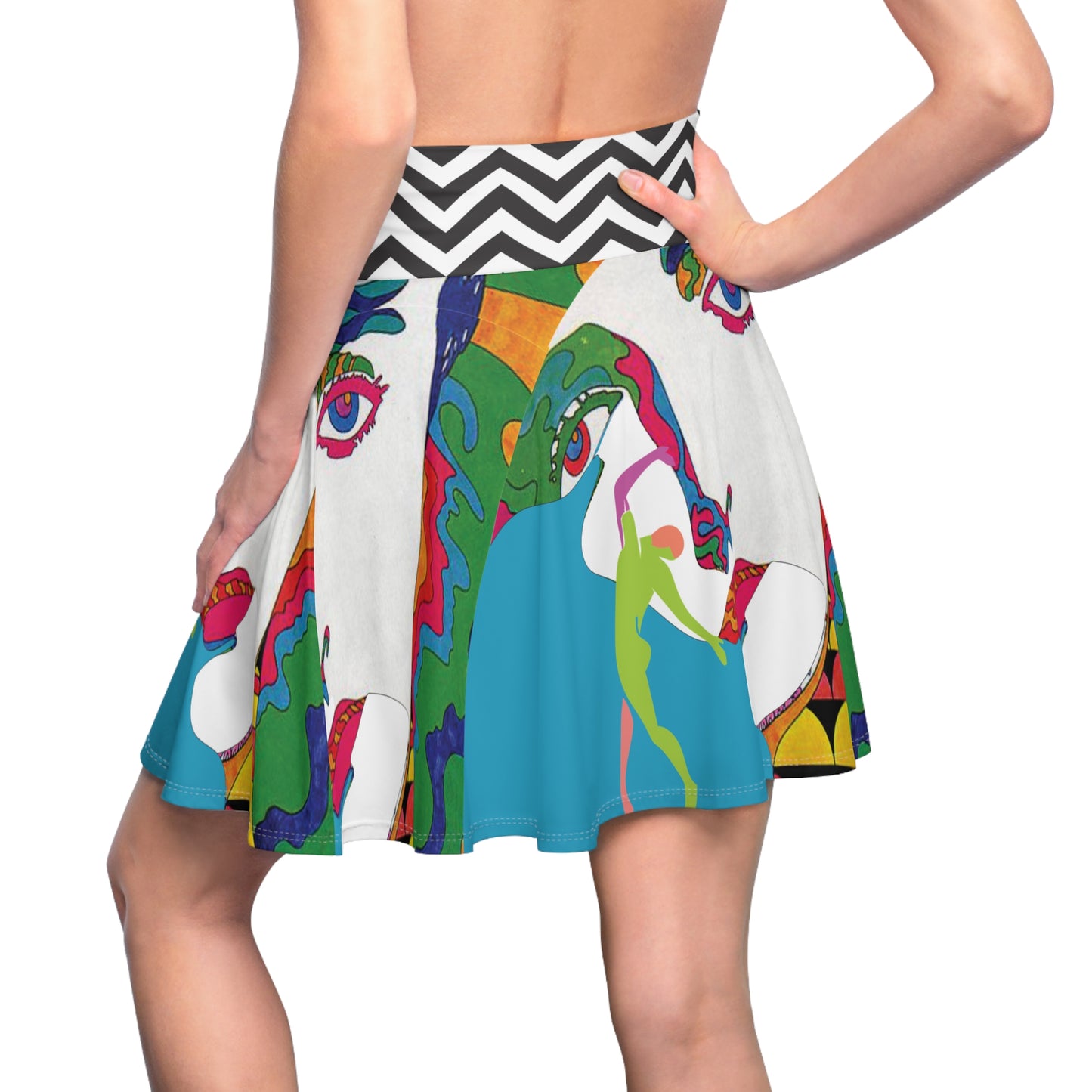 Women's SOLSTICE POP ART Skater Turquoise Skirt (AOP)
