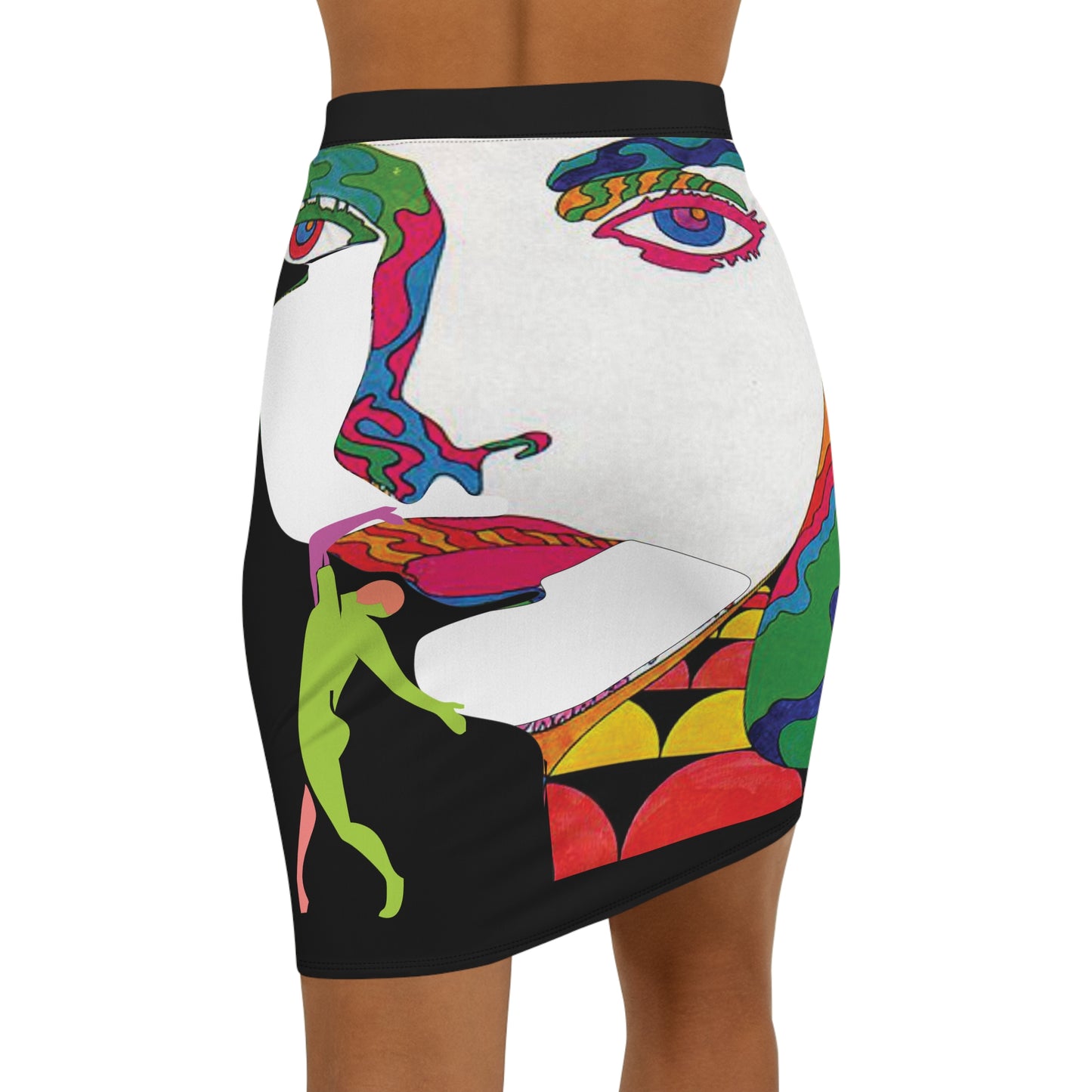 SOLSTICE POP ART Mid-Waist Pencil black Skirt (AOP)