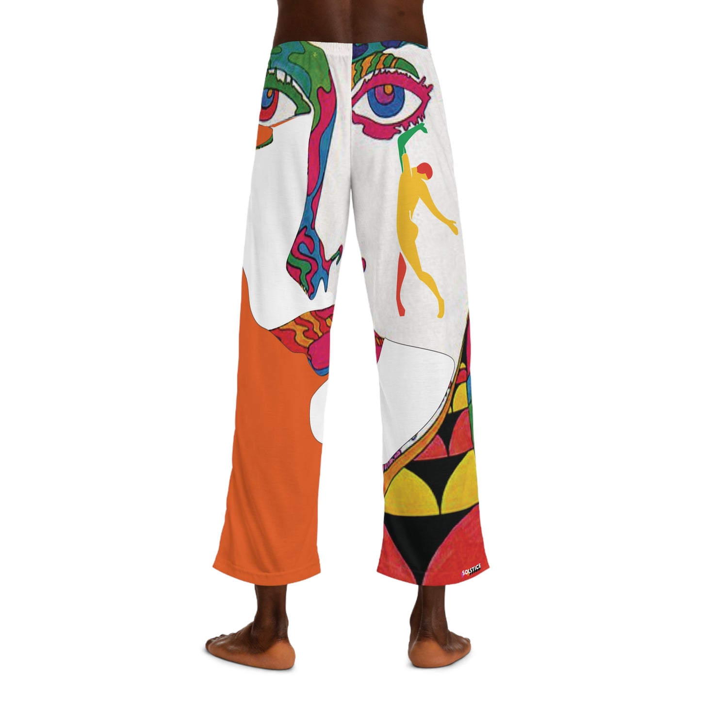 SOLSTICE Psychedelic orange withe Men's Pajama Pants (AOP)