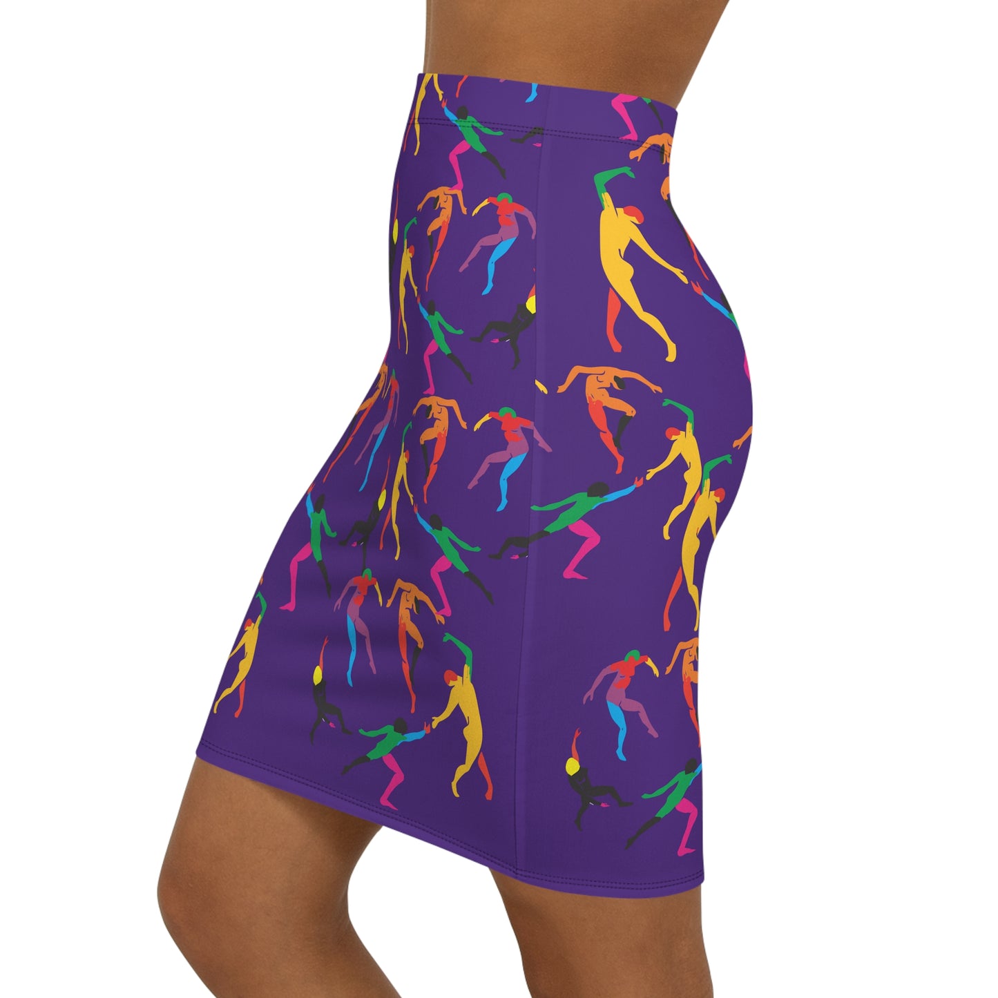 Women's Mid-Waist Pencil purple Skirt (AOP)