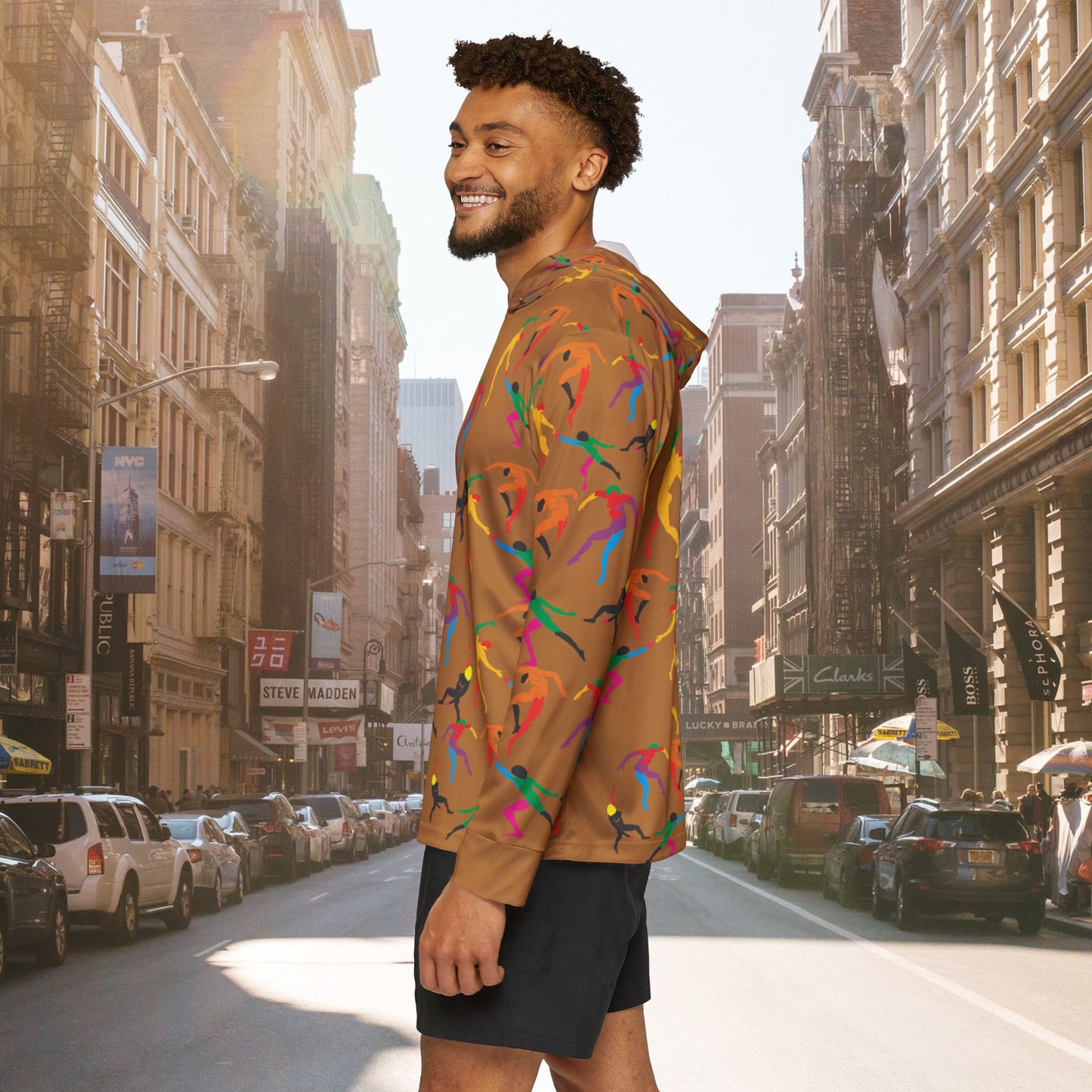 Men's SOLSTICE DANCE Sports light brown Warmup Hoodie (AOP)