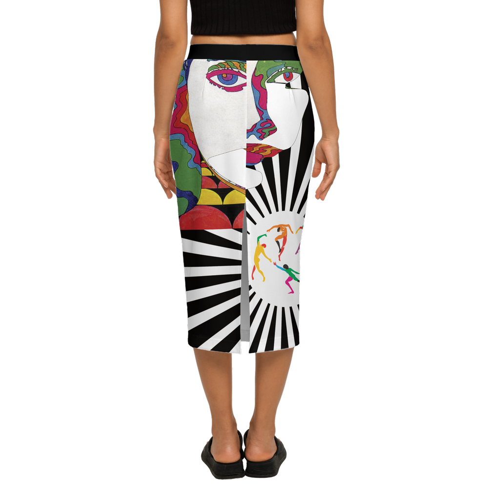 Women's Back Split Pencil Skirt-Heavy Knit