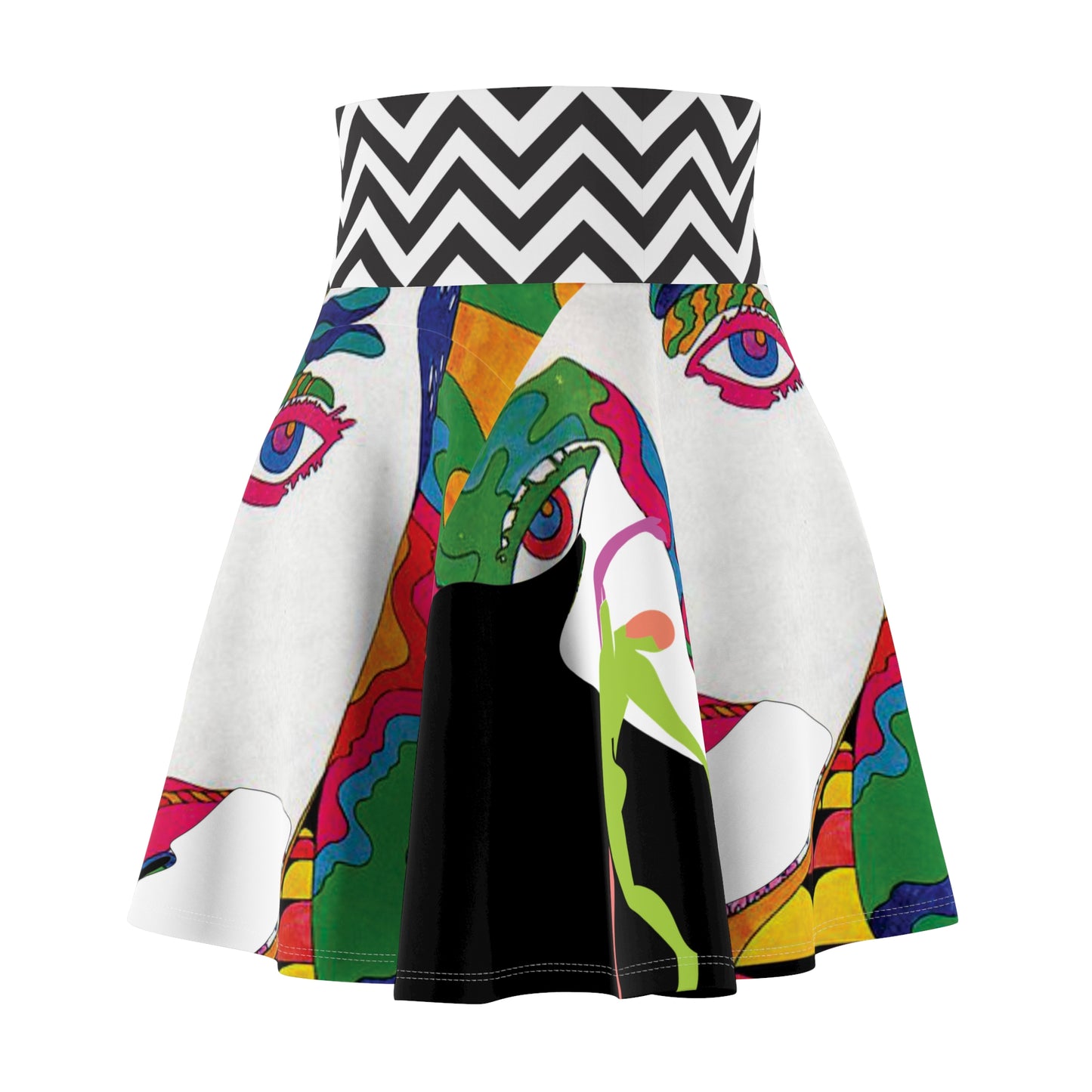 Women's SOLSTICE POP ART Skater Black Skirt (AOP)
