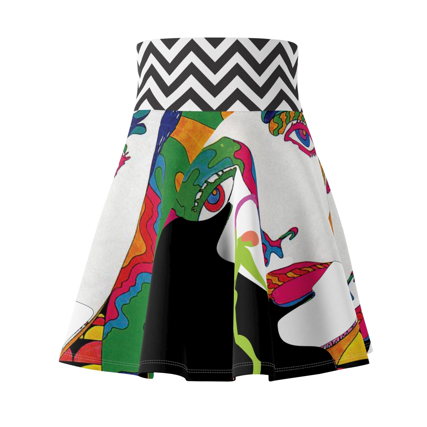 Women's SOLSTICE POP ART Skater Black Skirt (AOP)
