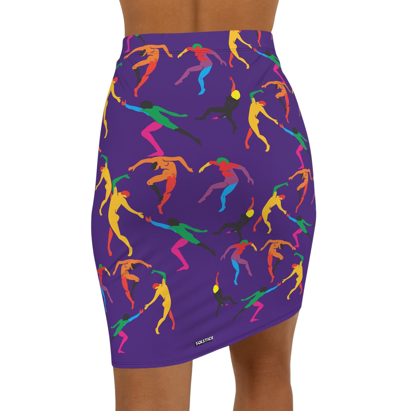 Women's Mid-Waist Pencil purple Skirt (AOP)