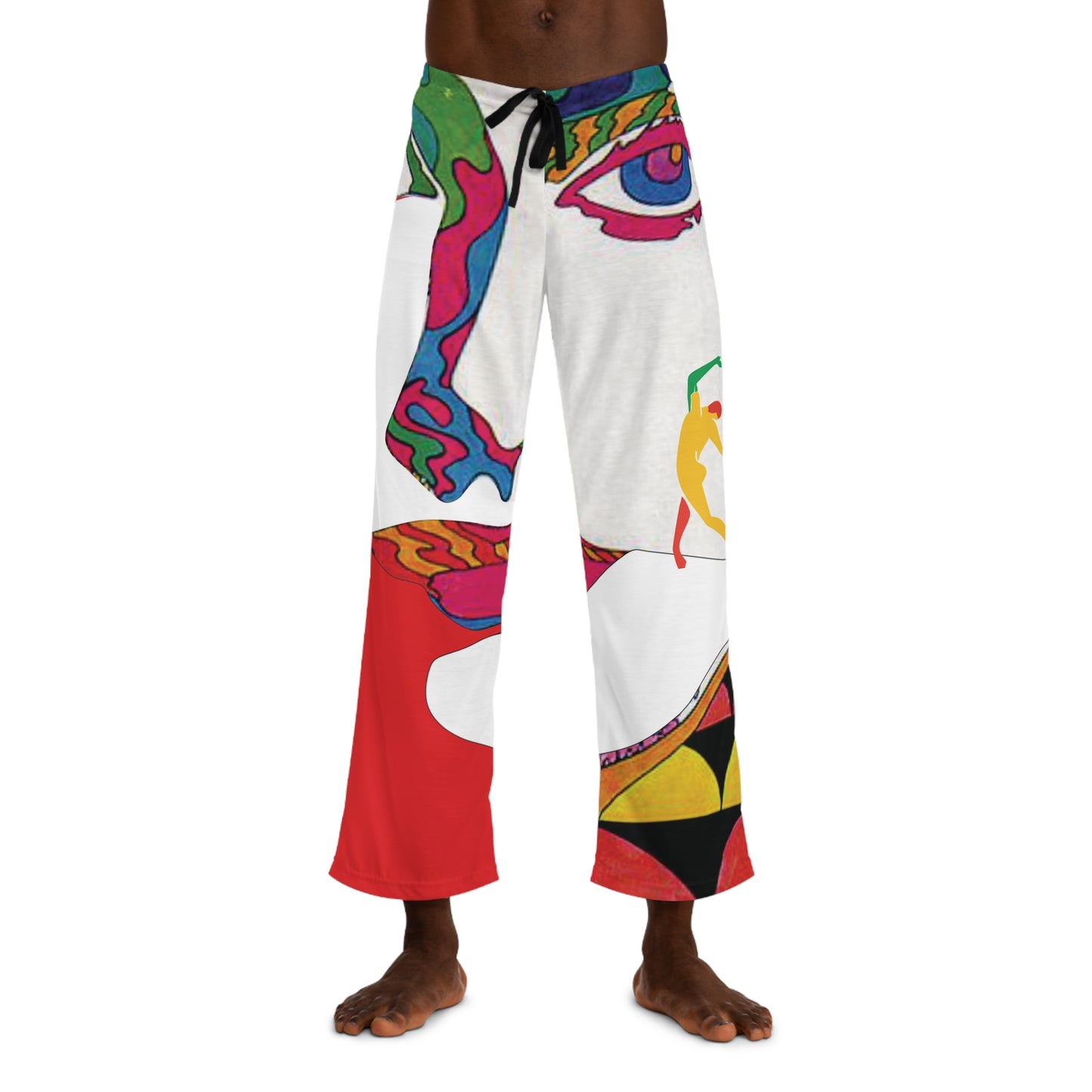 SOLSTICE Psychedelic red withe Men's Pajama Pants (AOP)