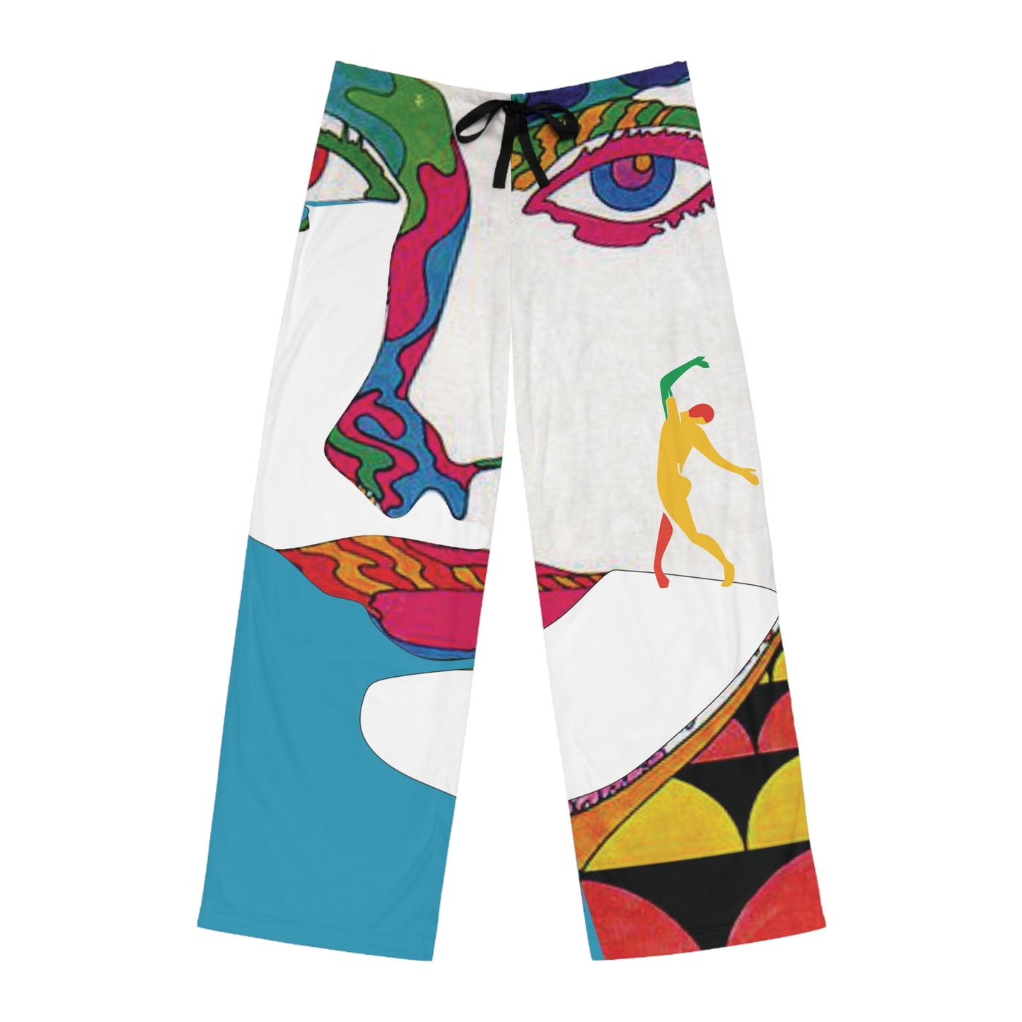 SOLSTICE Psychedelic Turquoise withe Men's Pajama Pants (AOP)