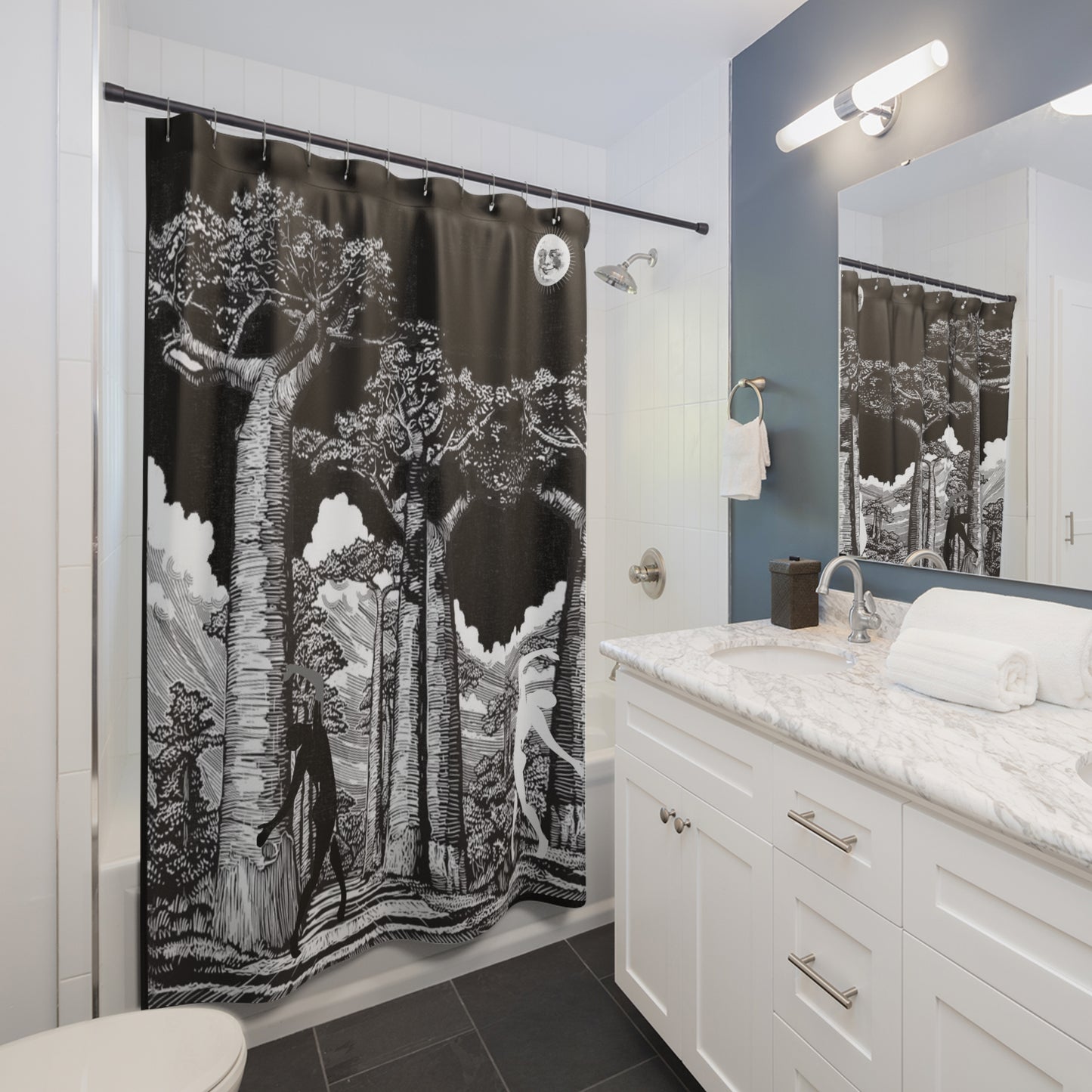 SOLSTICE Shower Curtain BAOBABS Black