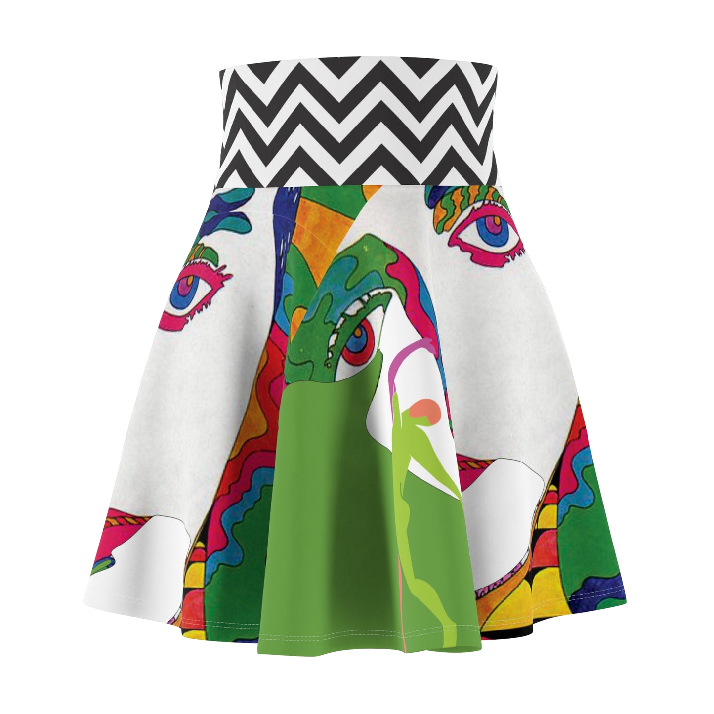 Women's SOLSTICE POP ART Skater green Skirt (AOP)
