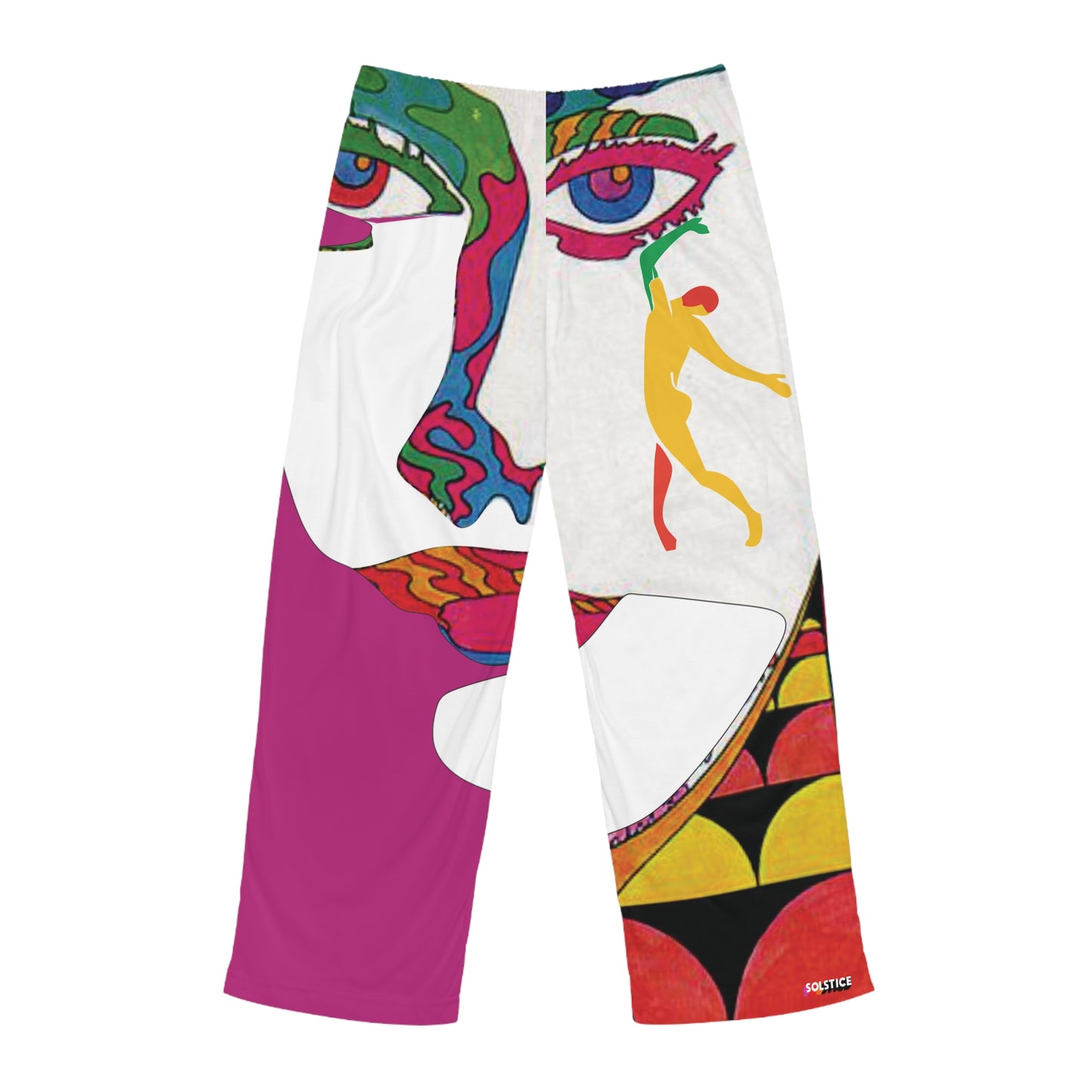 SOLSTICE Psychedelic dark pink withe Men's Pajama Pants (AOP)