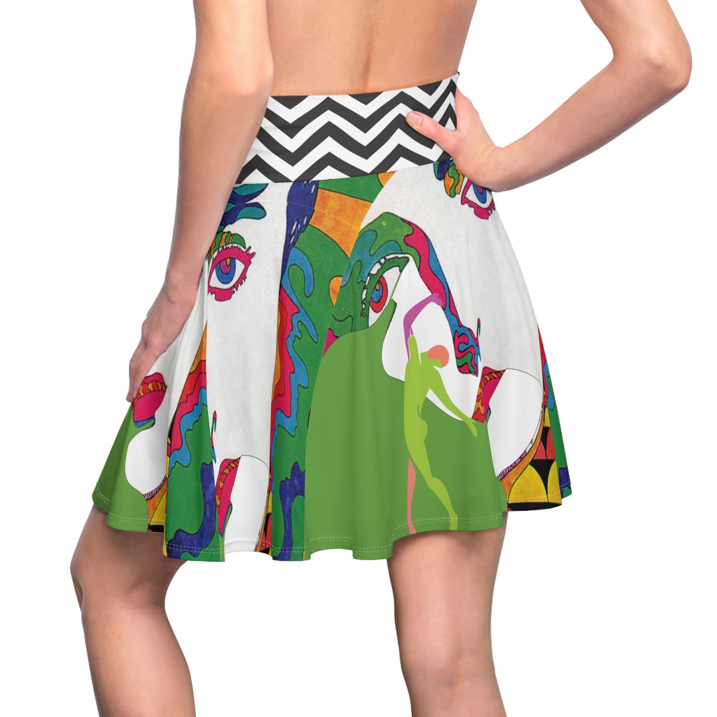 Women's SOLSTICE POP ART Skater green Skirt (AOP)