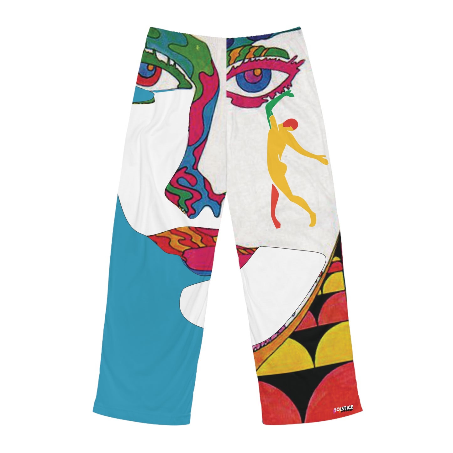 SOLSTICE Psychedelic Turquoise withe Men's Pajama Pants (AOP)