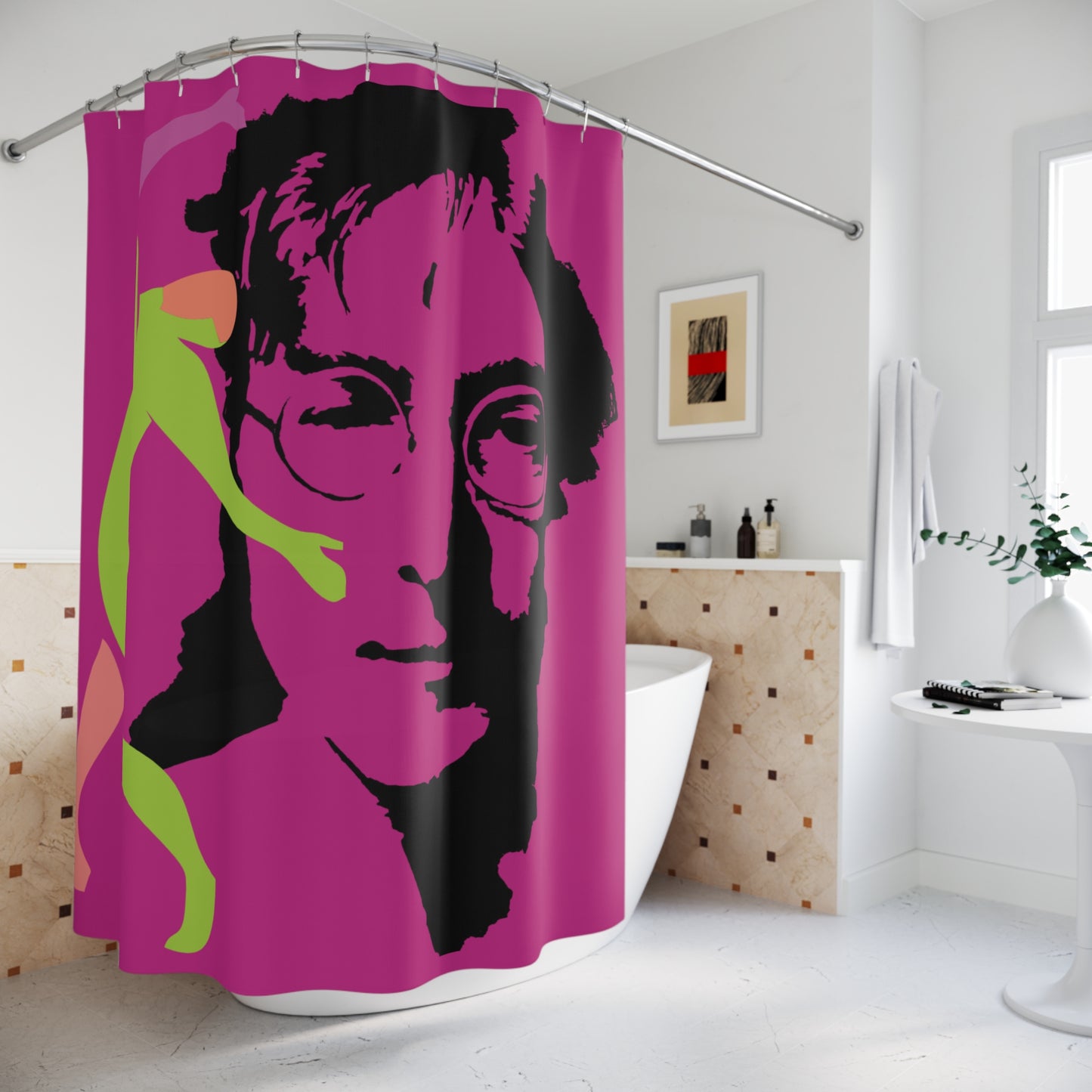 SOLSTICE Lennon Shower Curtain Dark Pink 6
