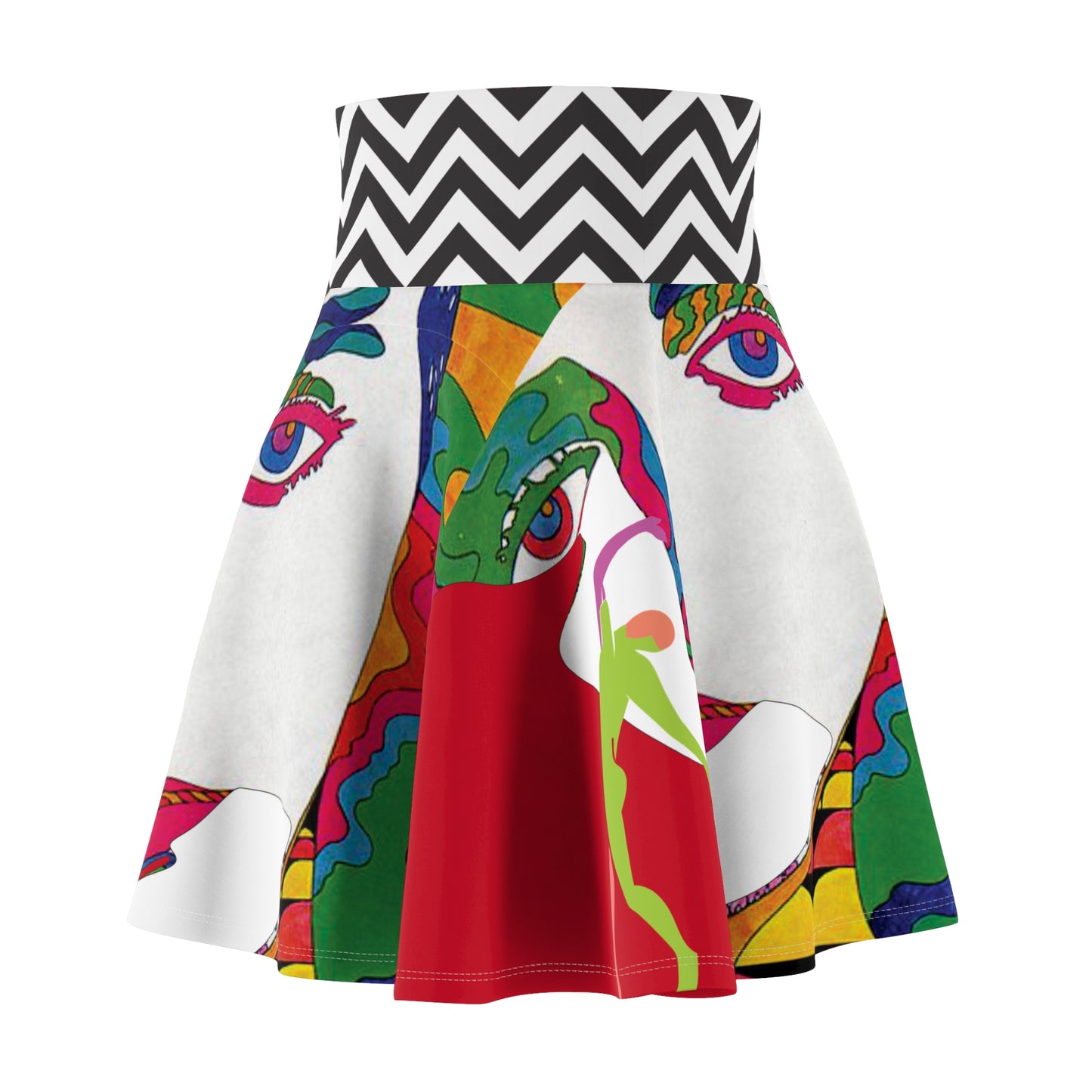 Women's SOLSTICE POP ART Skater dark red Skirt (AOP)