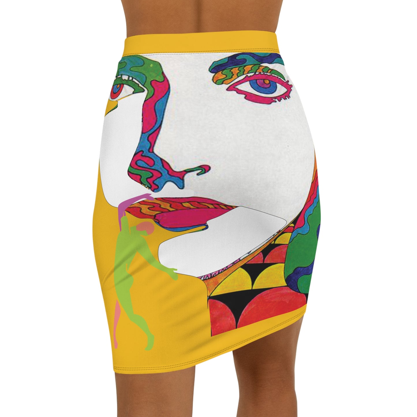 SOLSTICE POP ART Mid-Waist Pencil yellow Skirt (AOP)