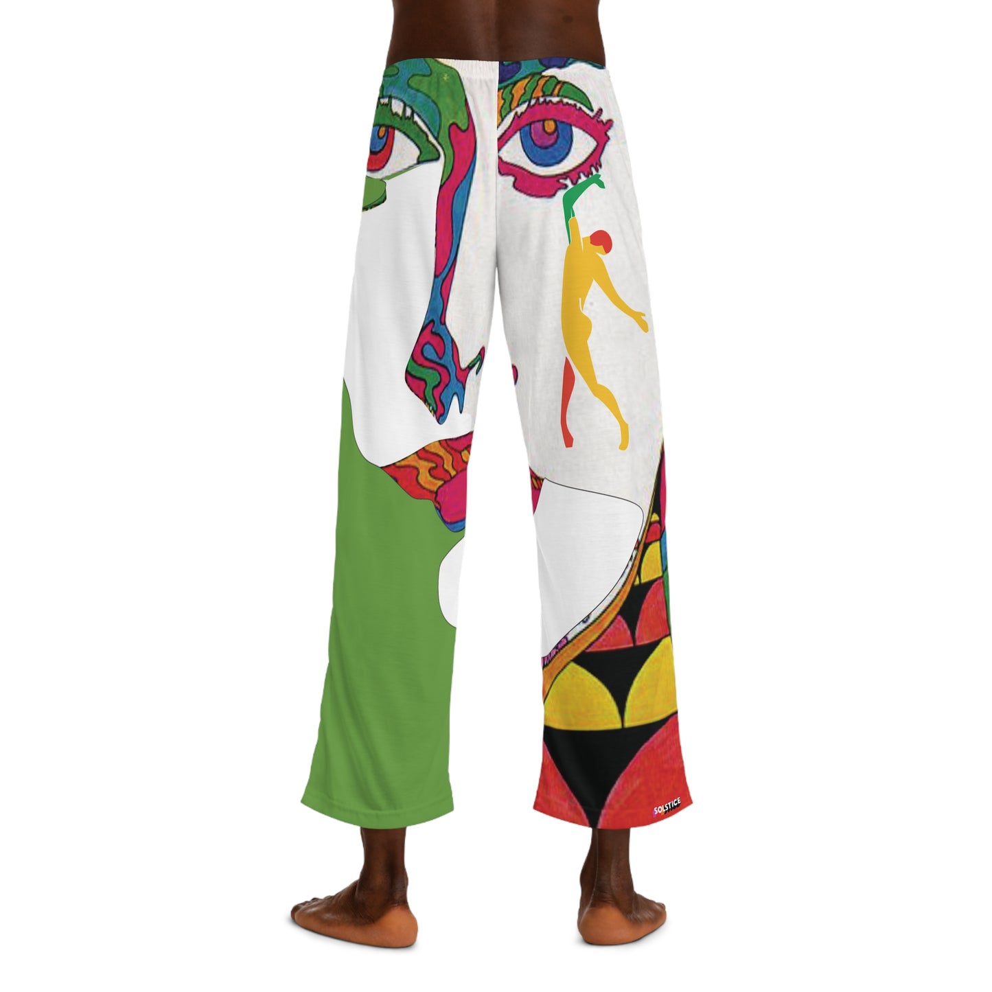 SOLSTICE Psychedelic withe green Men's Pajama Pants (AOP)
