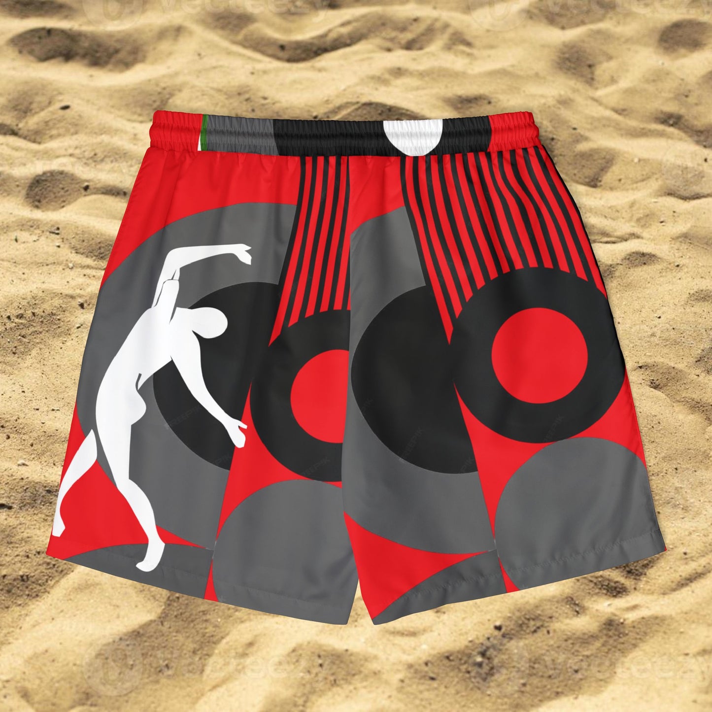 SOLSTICE Bauhaus Red Swim Shorts (AOP)