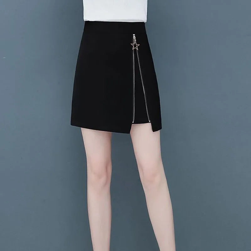 FairyShely Black Mini Skirt Women 2025 Velvet Short Pencil Skirt Korean Ladies Sexy Office Wear High Waist Skirts Zipper Faldas